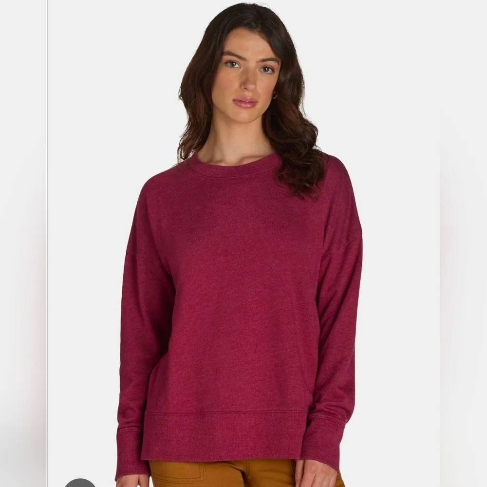 Women's Time and Tru Casual Maroon Tunic Crew Neck Sweater, Medium
